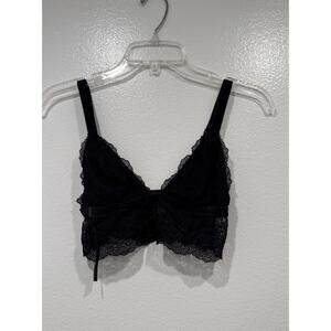 Victoria’s Secret Black Lace Velvet Trim Bralette Women’s Size Small Bra Lined